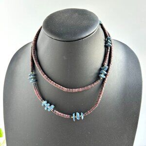 Tagua Nut and Kyanite Bead Necklace 24"